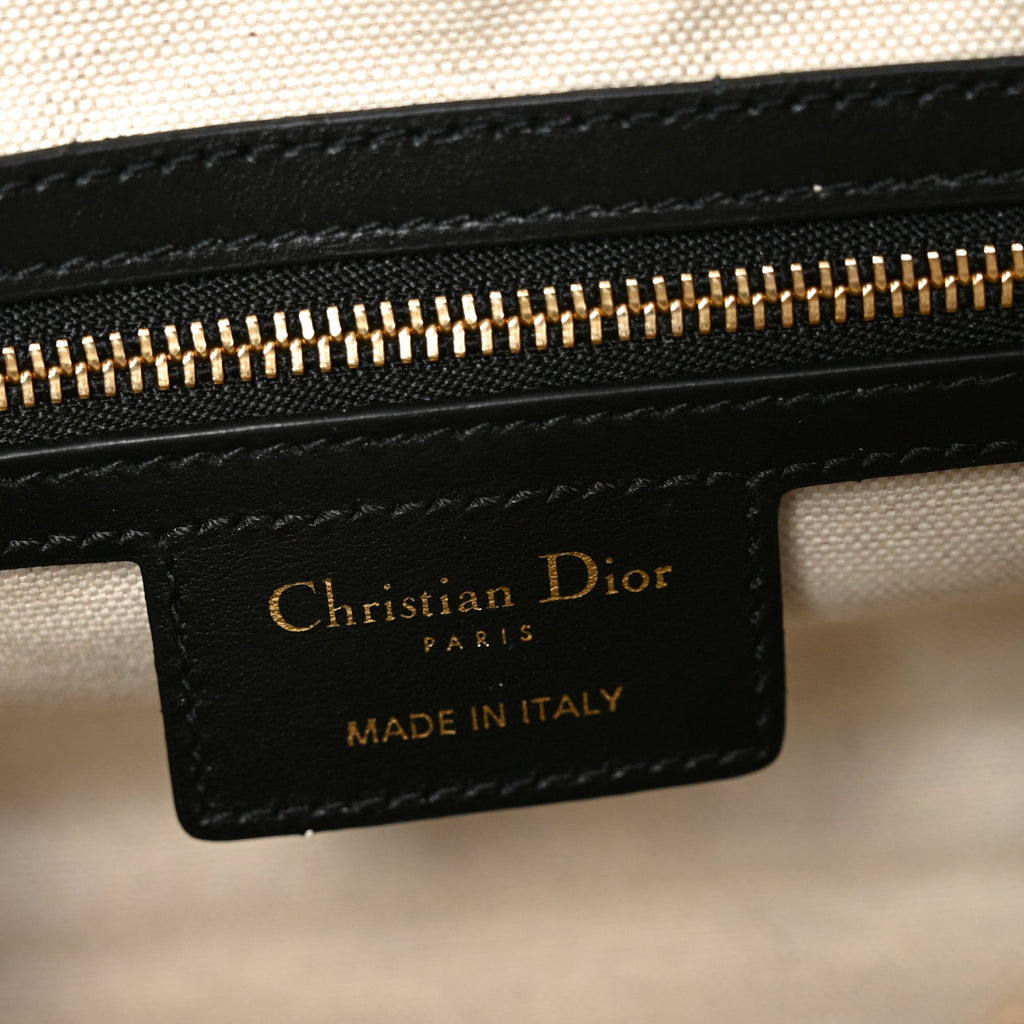 Christian Dior Calfskin Small Dior Vibe Zip Bowling Bag Black White
