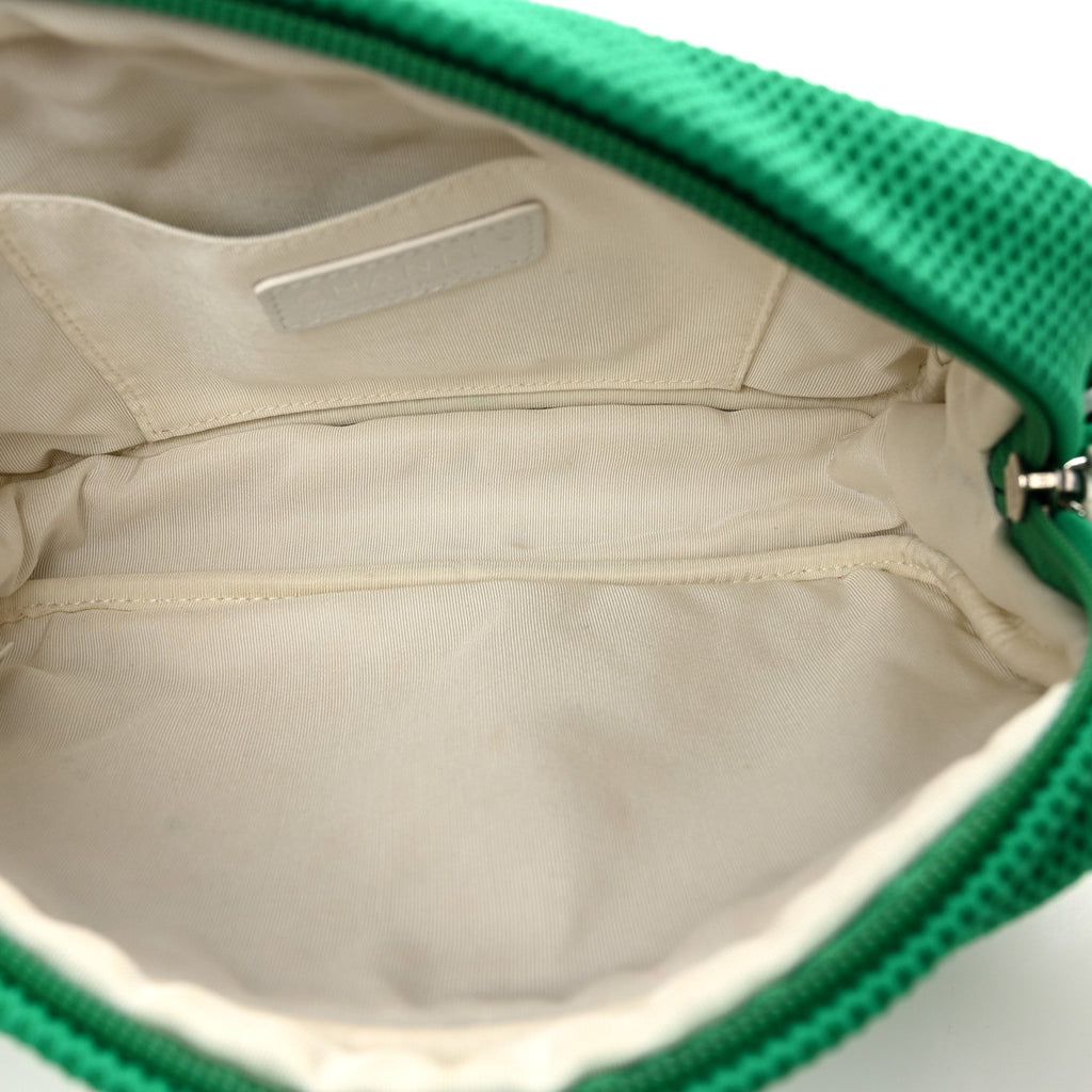 Chanel Mesh Fabric Quilted Camera Bag Green White
