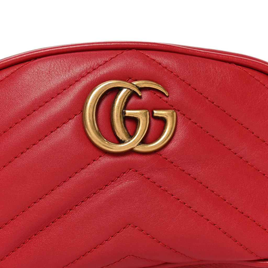 Gucci Calfskin Matelasse GG Marmont Belt Bag 105 42 Hibiscus Red