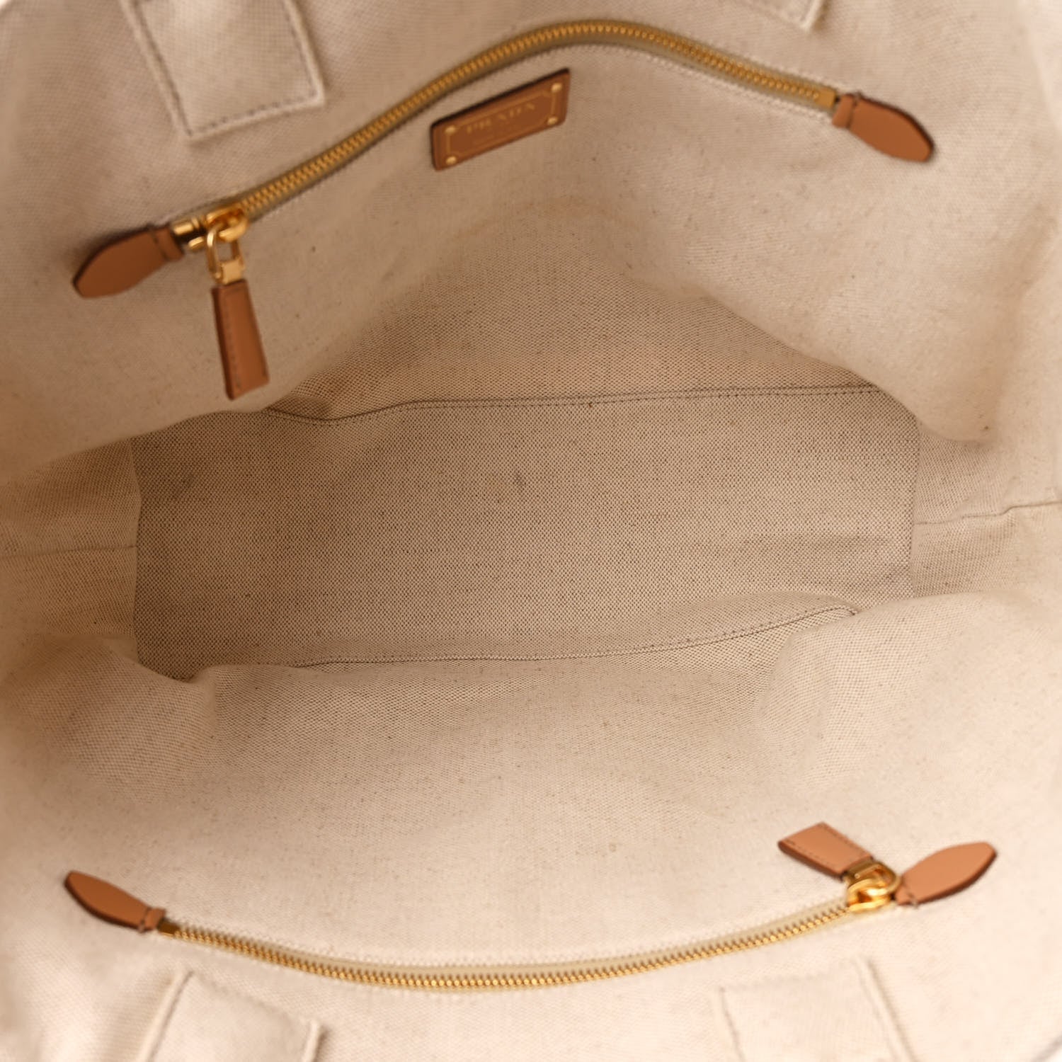 Prada Linen Vitello Large Logo Tote Natural