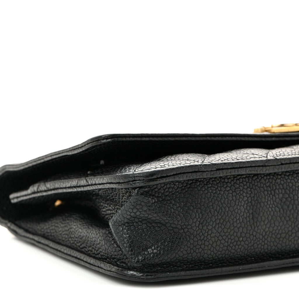 Chanel Caviar Quilted Boy Wallet On Chain WOC Black