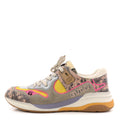 Gucci Suede Calfskin Tejus Printed Womens Ultrapace Sneakers 37.5 Pink Silver Oatmeal Yolk