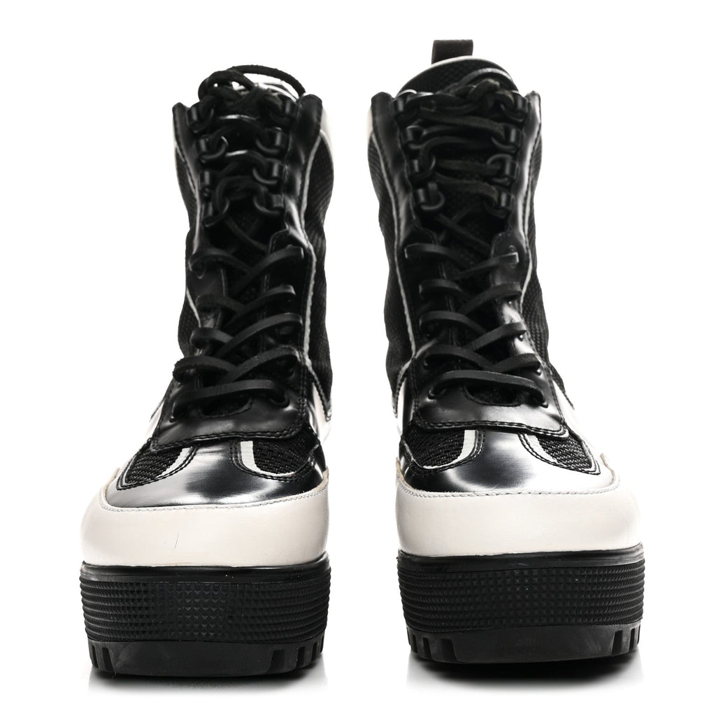 Louis Vuitton Calfskin Technical Nylon Laureate Platform Desert Boot 39 Black White