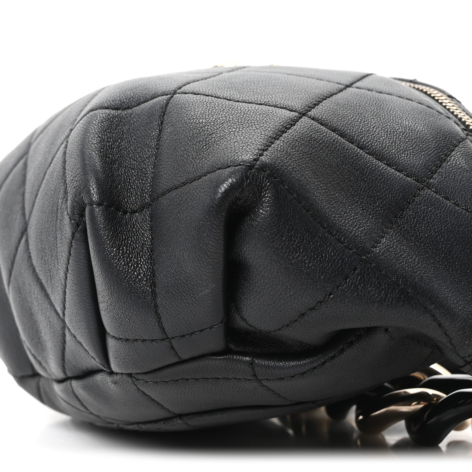 Chanel Lambskin Quilted Resin Bi-Color Waist Bag Fanny Pack Black