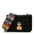 Christian Dior Lambskin Cannage Large Dioraddict Flap J’Adior Strap Black