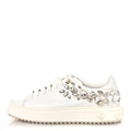 Louis Vuitton Lambskin Swarovski Crystal Monogram Time Out Sneakers 40 White