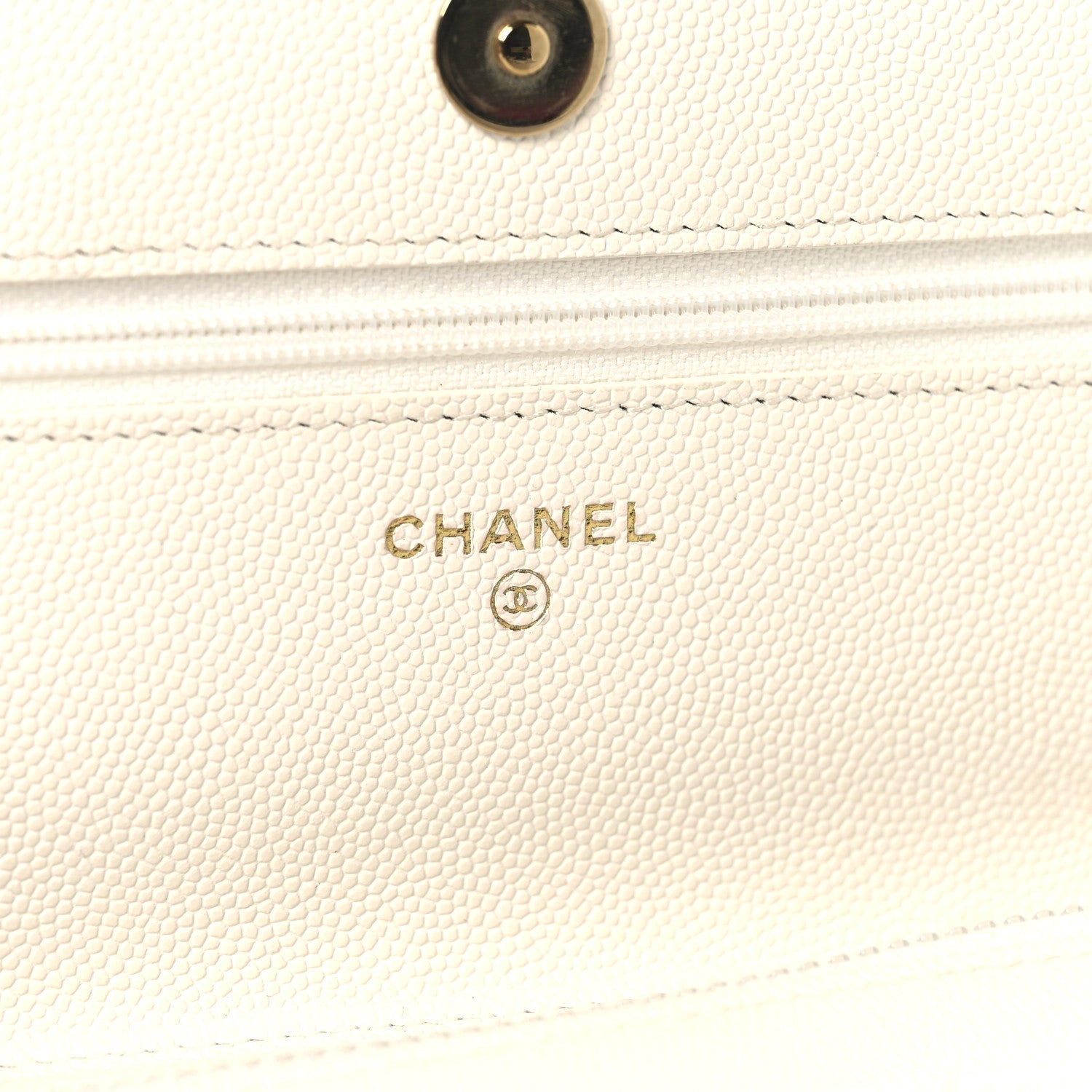 Chanel Shiny Caviar Quilted Flap Charm Wallet On Chain WOC White