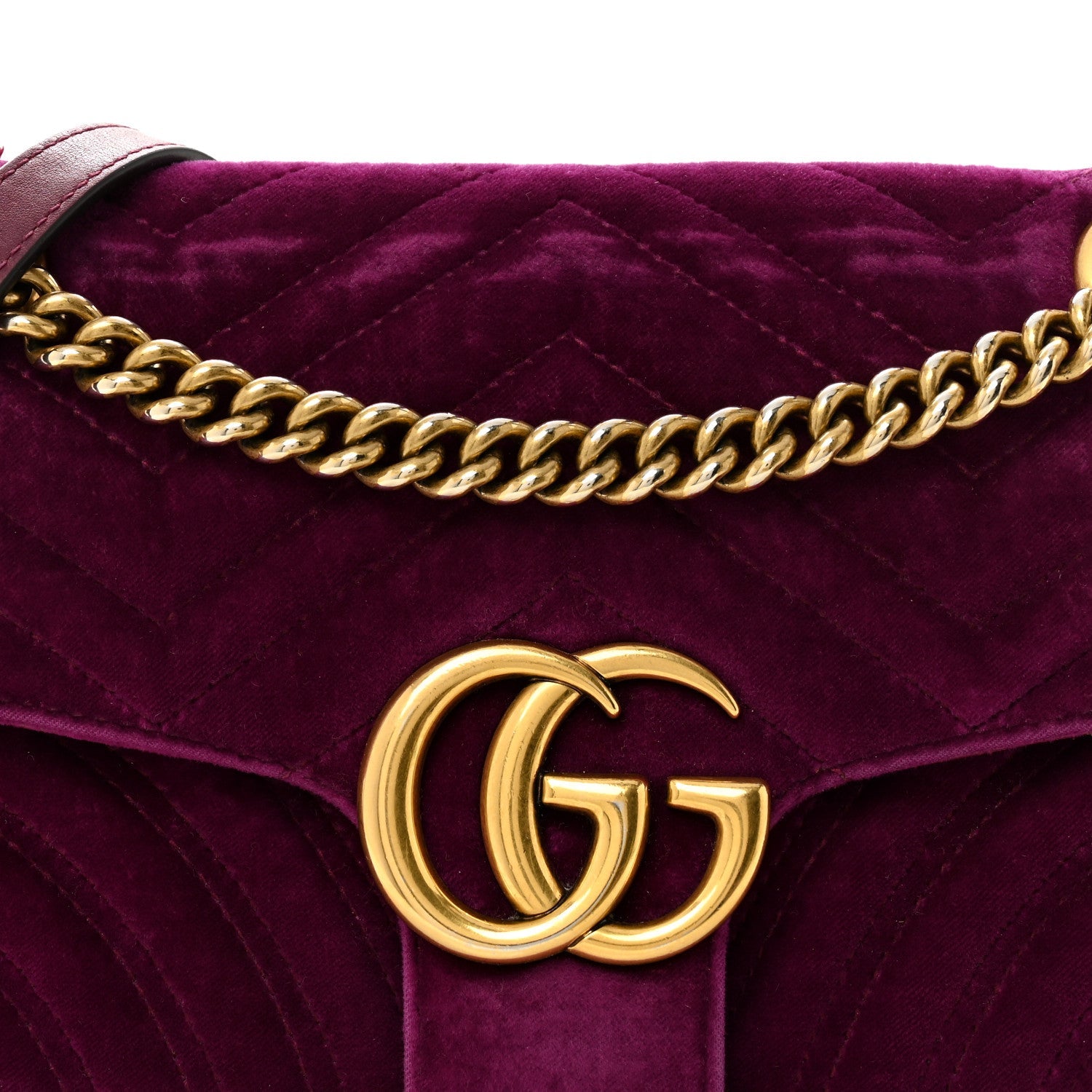 Gucci Velvet Matelasse Small GG Marmont Shoulder Bag Fuchsia Violet Cyclamen