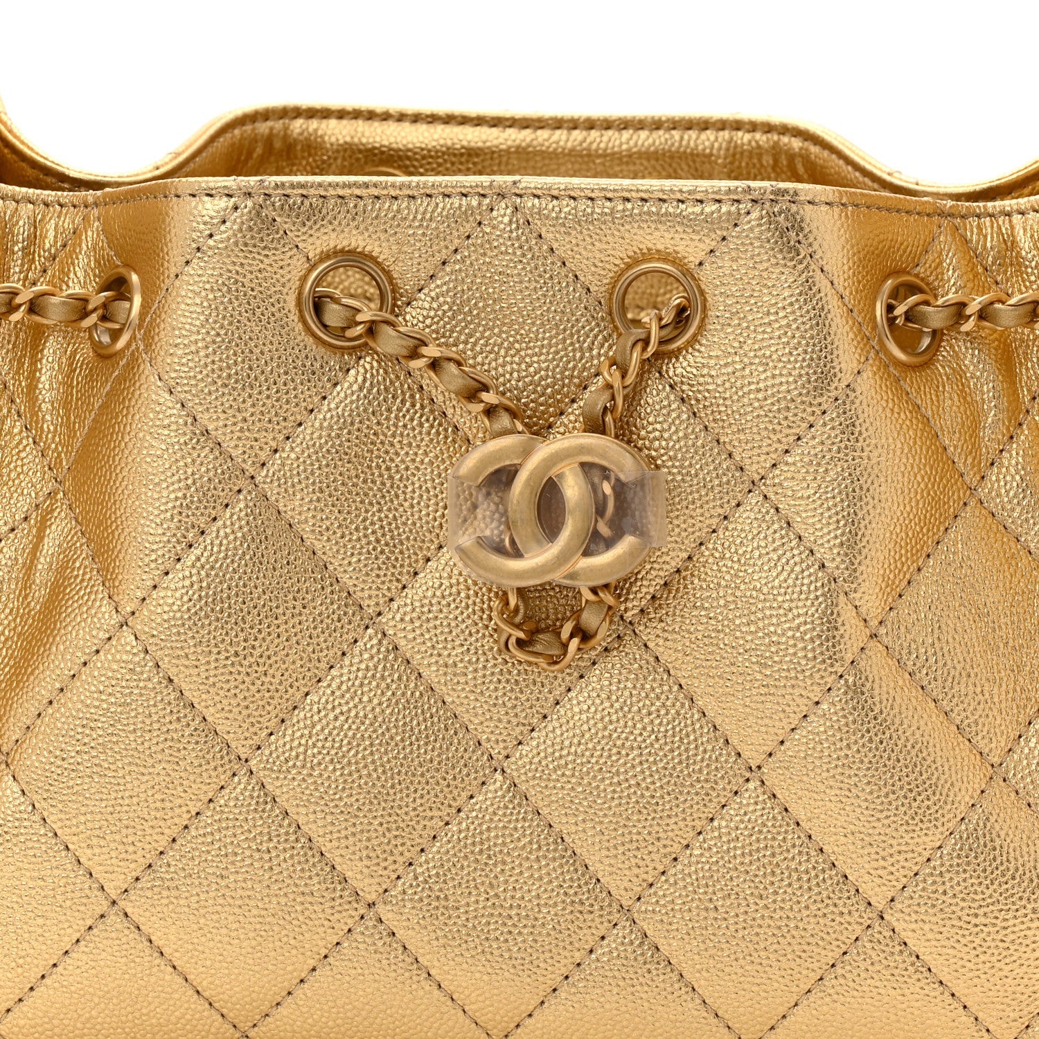 Chanel Metallic Caviar Quilted Mini Chanel 25 Handbag Gold