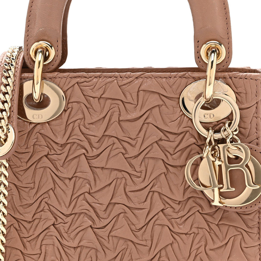 Christian Dior Lambskin Gathered Mini Lady Dior Fard
