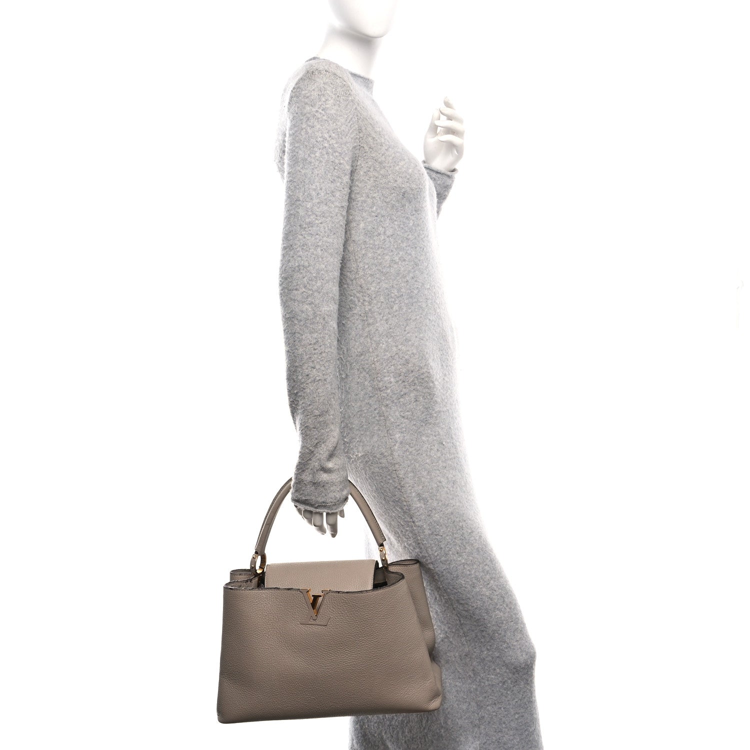 Louis Vuitton Taurillon Capucines MM Galet