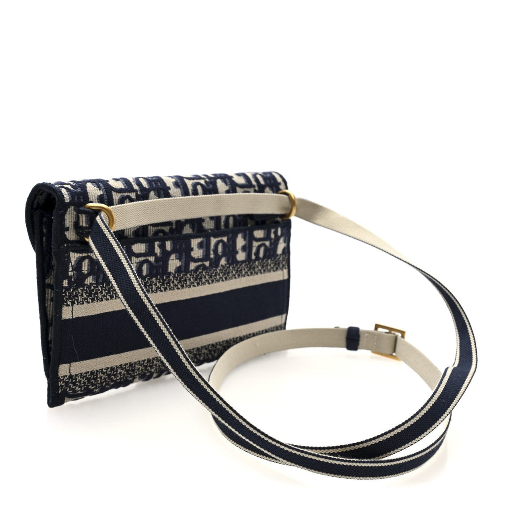 Christian Dior Oblique Slim Saddle Pouch Blue