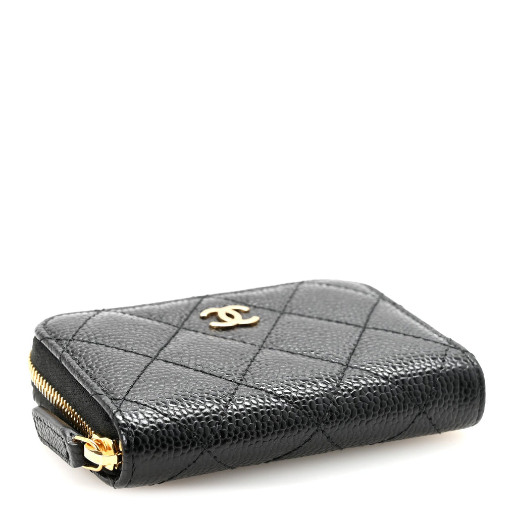 Caviar Quilted Zip Coin Purse Black