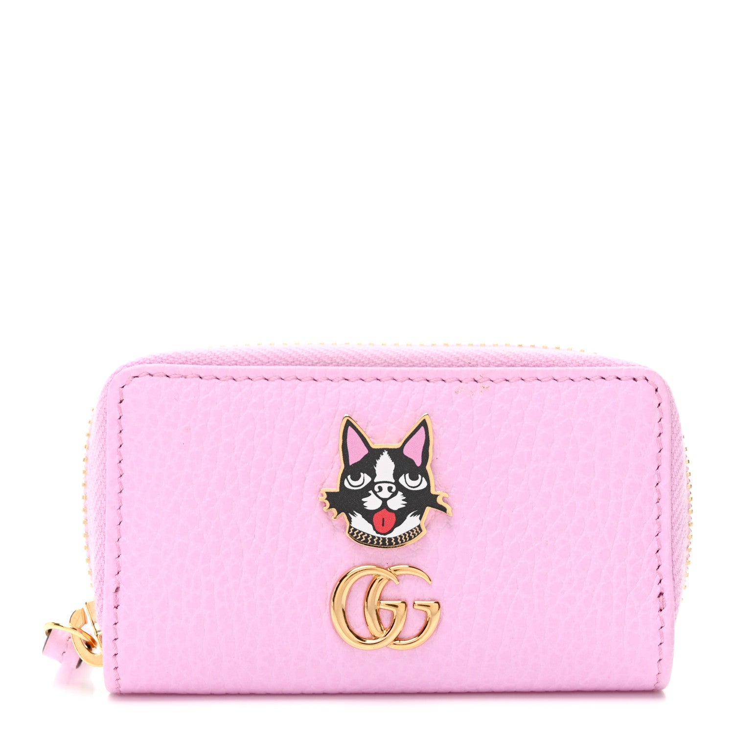 Gucci Dollar Calfskin Bosco Zip Around Key Case Malva
