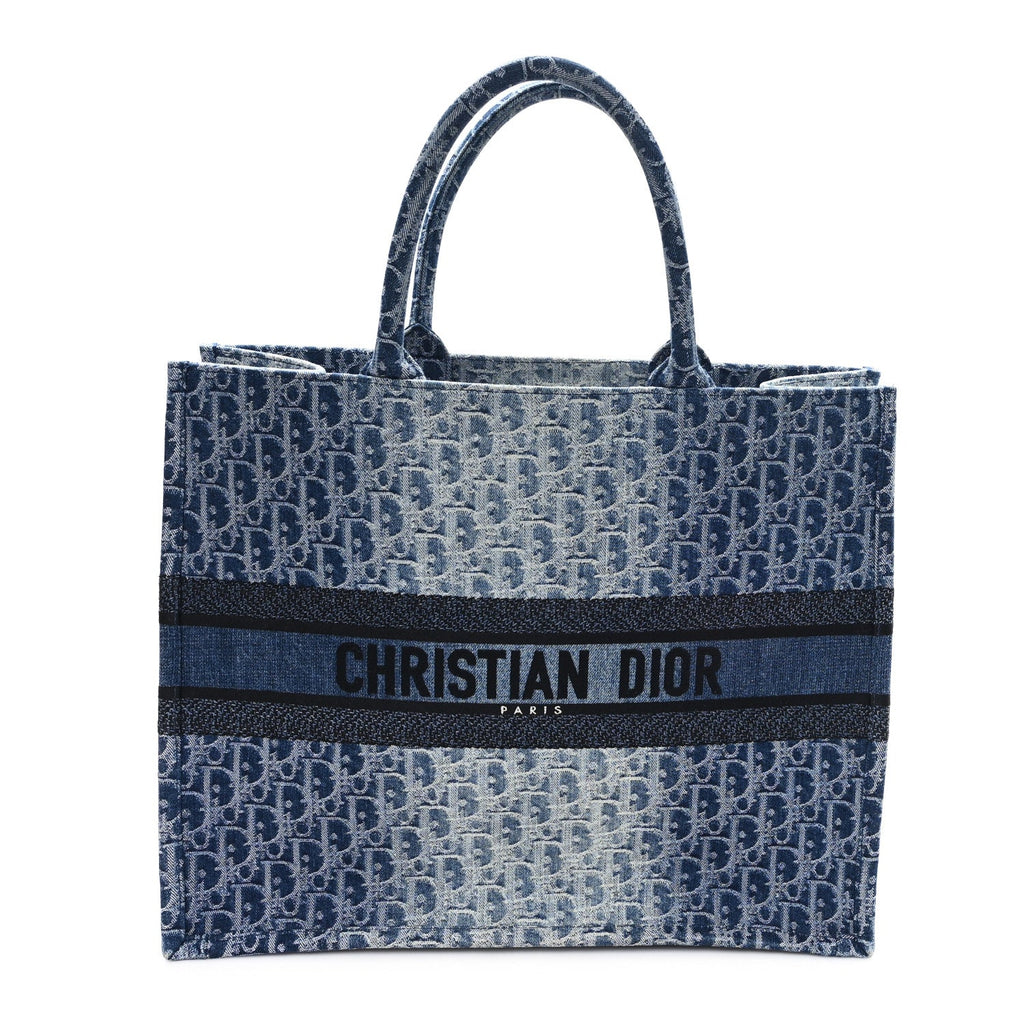 Christian Dior Oblique Denim Large Book Tote Blue
