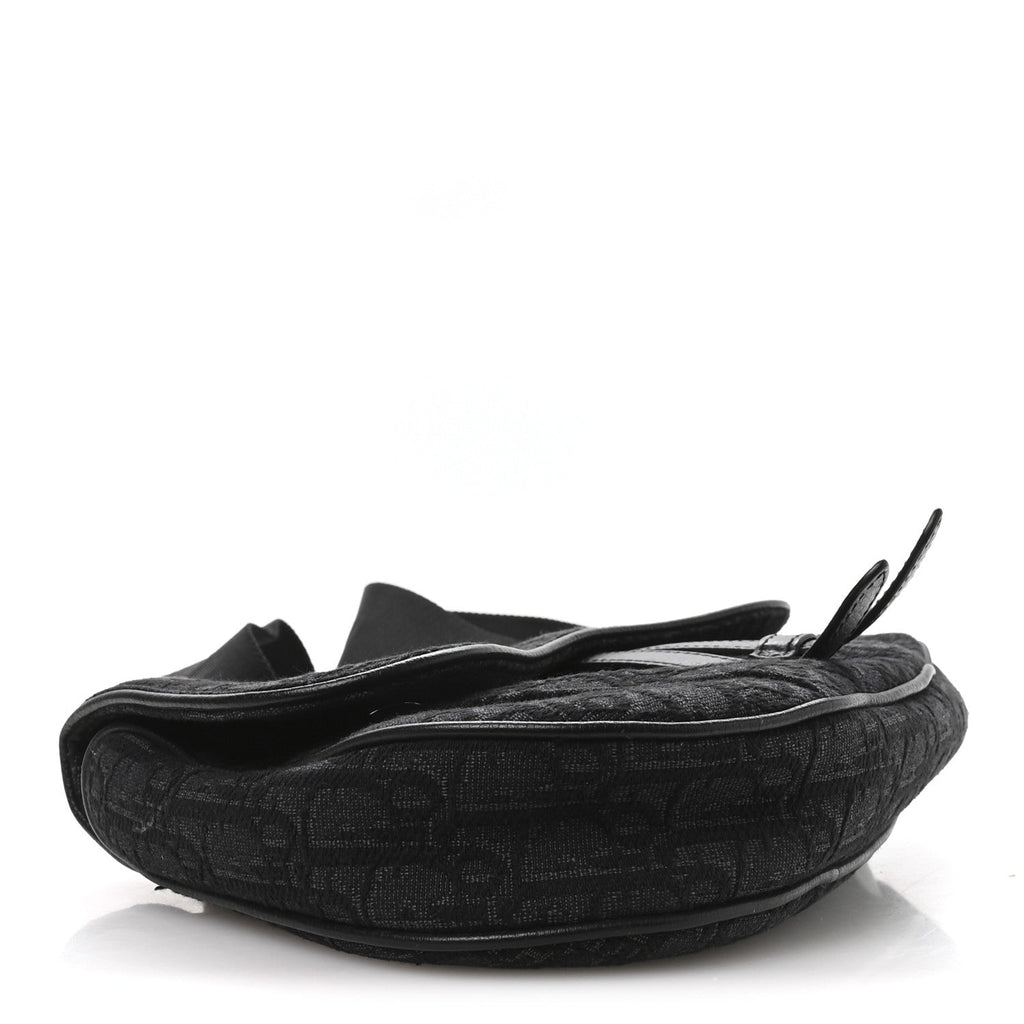 Christian Dior Oblique Mens Saddle Bag Black Blue