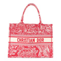 Christian Dior Canvas Embroidered Medium Dioriviera Toile De Jouy Book Tote Raspberry