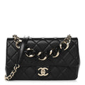 Chanel Lambskin Quilted Resin Bi-Color Chain Flap Bag Black