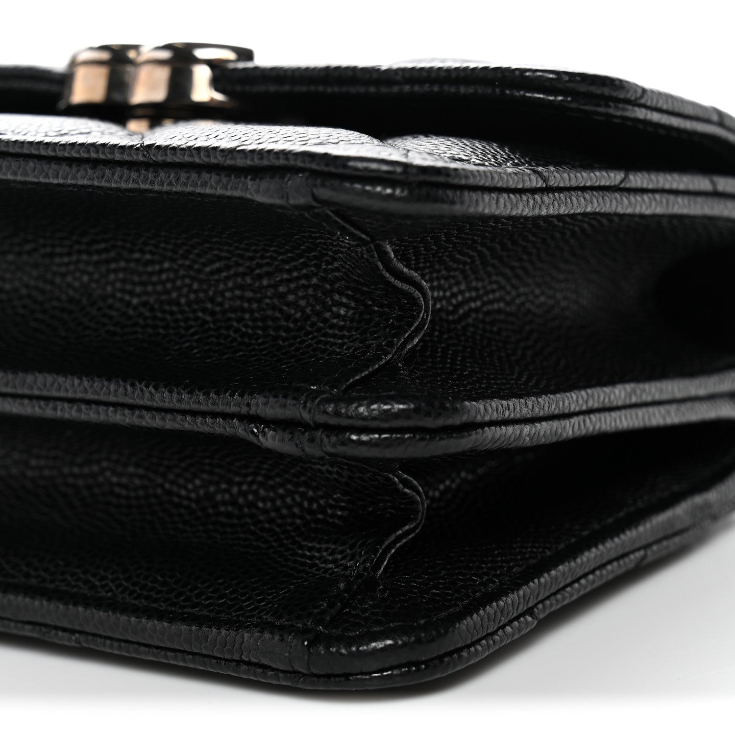 Chanel Caviar Quilted Enamel Top Handle Flap Clutch With Chain Black