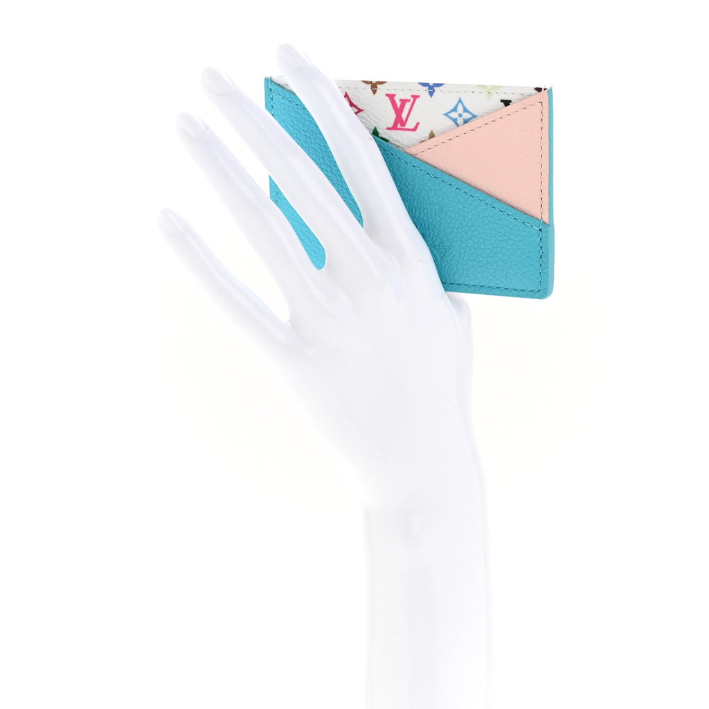 Louis Vuitton LV X TM Monogram Multicolor Criss-Cross Card Holder Kabira Blue Rose