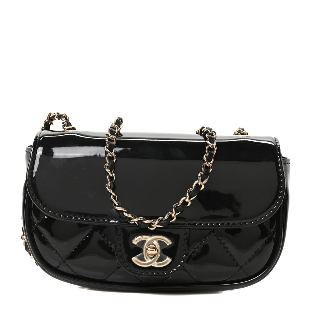 Chanel Patent Calfskin Quilted Mini Flap Black