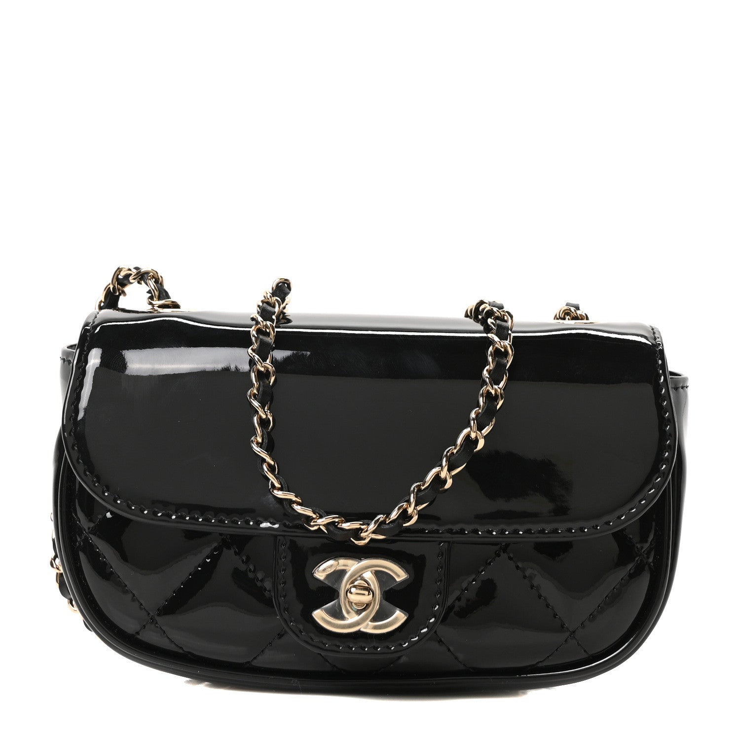 Chanel Patent Calfskin Quilted Mini Flap Black