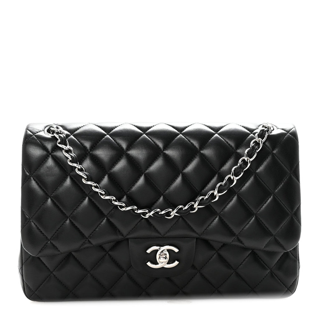 Chanel Lambskin Quilted Jumbo Double Flap Black