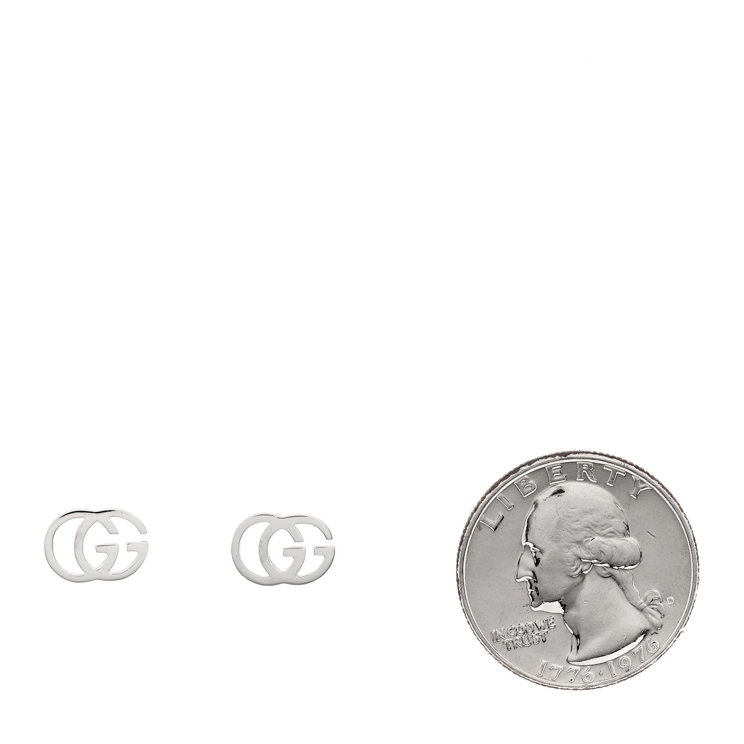 Gucci 18K White Gold Running G Stud Earrings