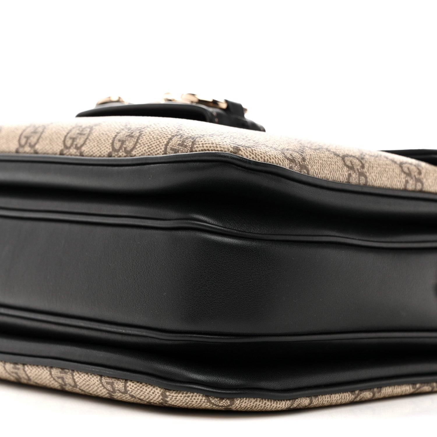 Gucci GG Supreme Monogram Horsebit 1955 Soft Small Shoulder Bag Beige Black