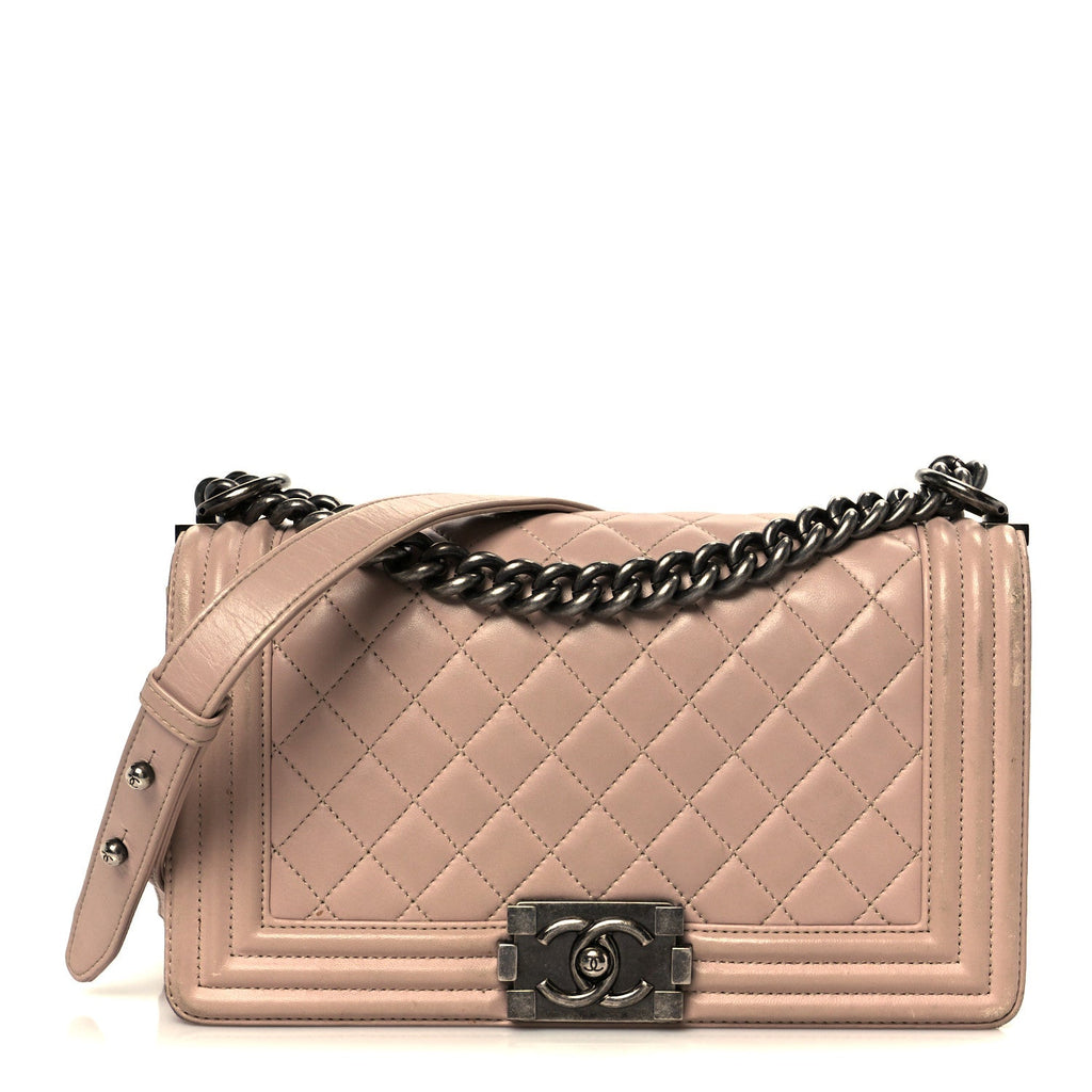 Chanel Lambskin Quilted Medium Boy Flap Light Pink