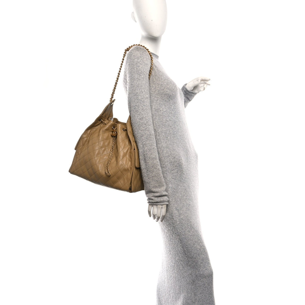 Chanel Caviar Quilted Medium Chanel 25 Handbag Dark Beige