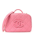 Chanel Caviar Quilted CC Small Top Handle Vanity Case Pink