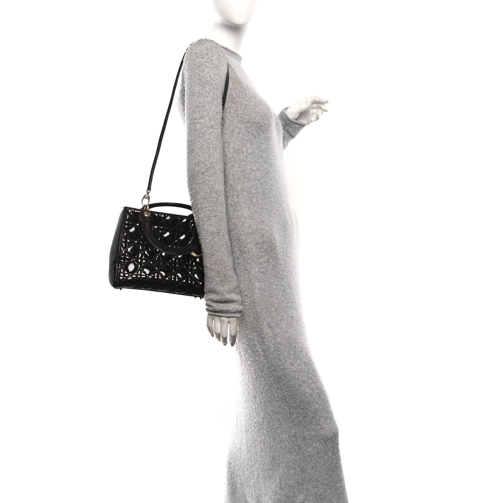 Christian Dior Patent Cannage Medium Lady Dior Dark Brown