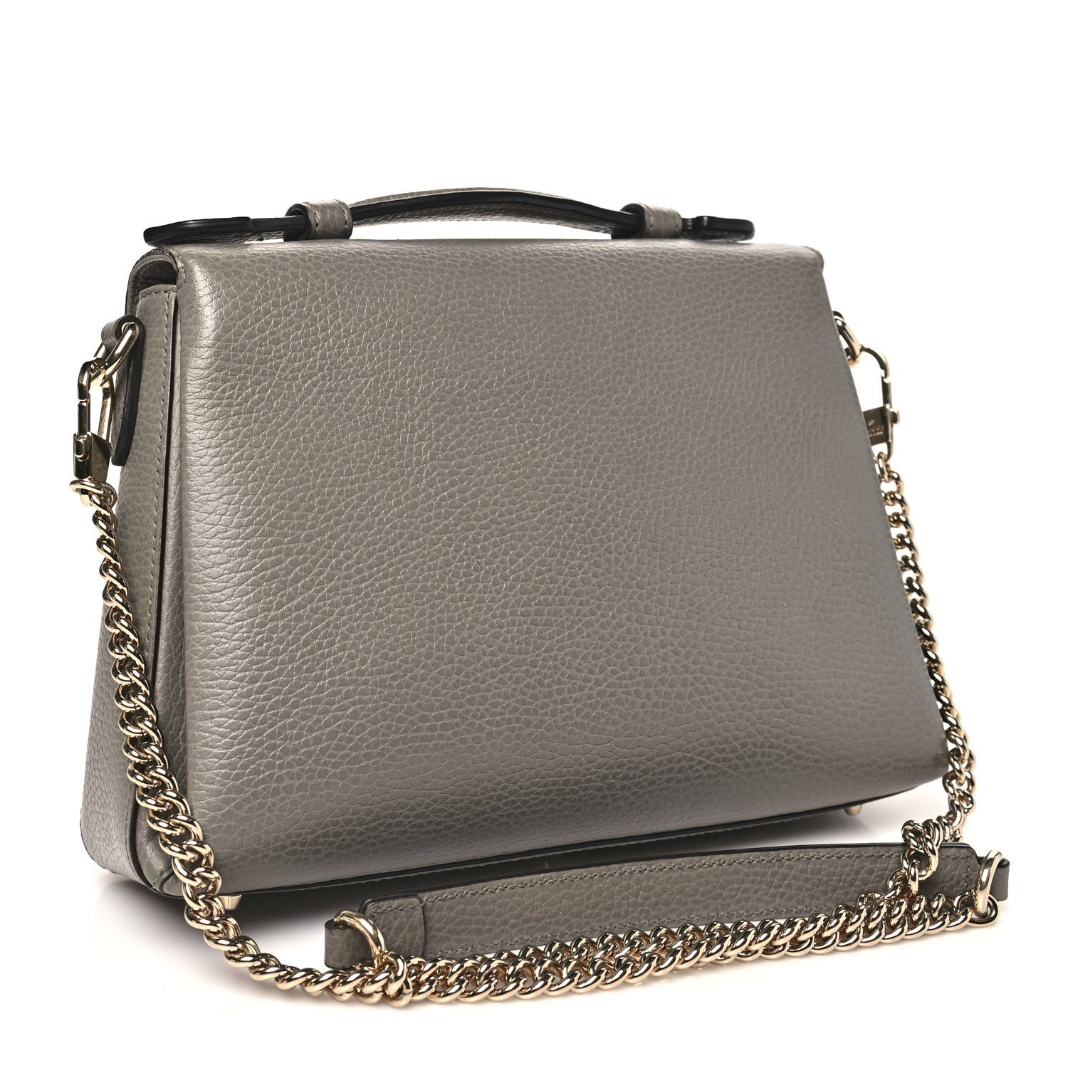 Gucci Dollar Calfskin Interlocking G Top Handle Shoulder Bag Loess