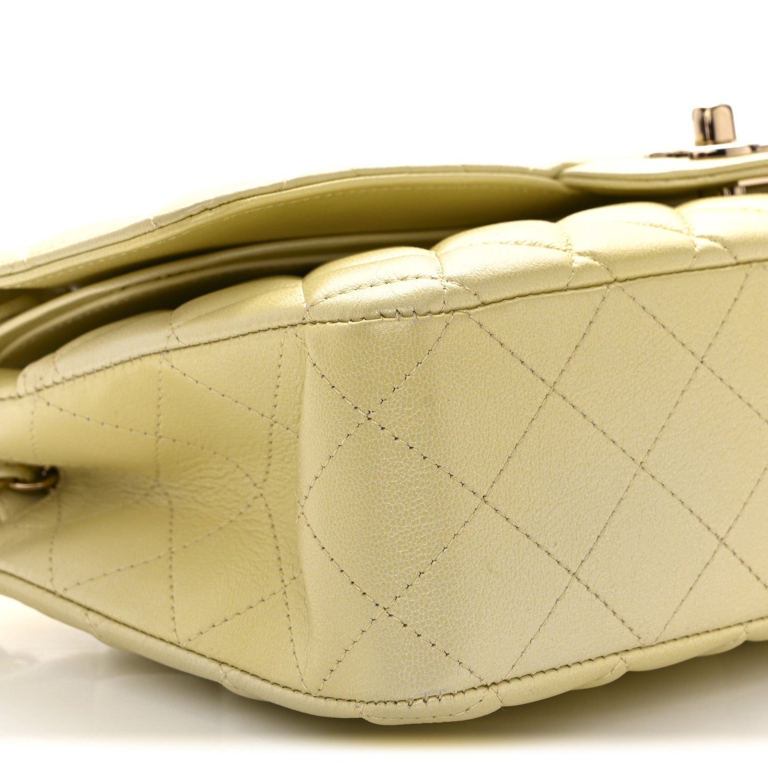 Chanel Cloudy Pearly Goatskin Quilted Medium Double Flap Light Yellow