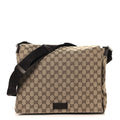 Gucci GG Monogram Medium Flap Messenger Bag Beige Dark Brown