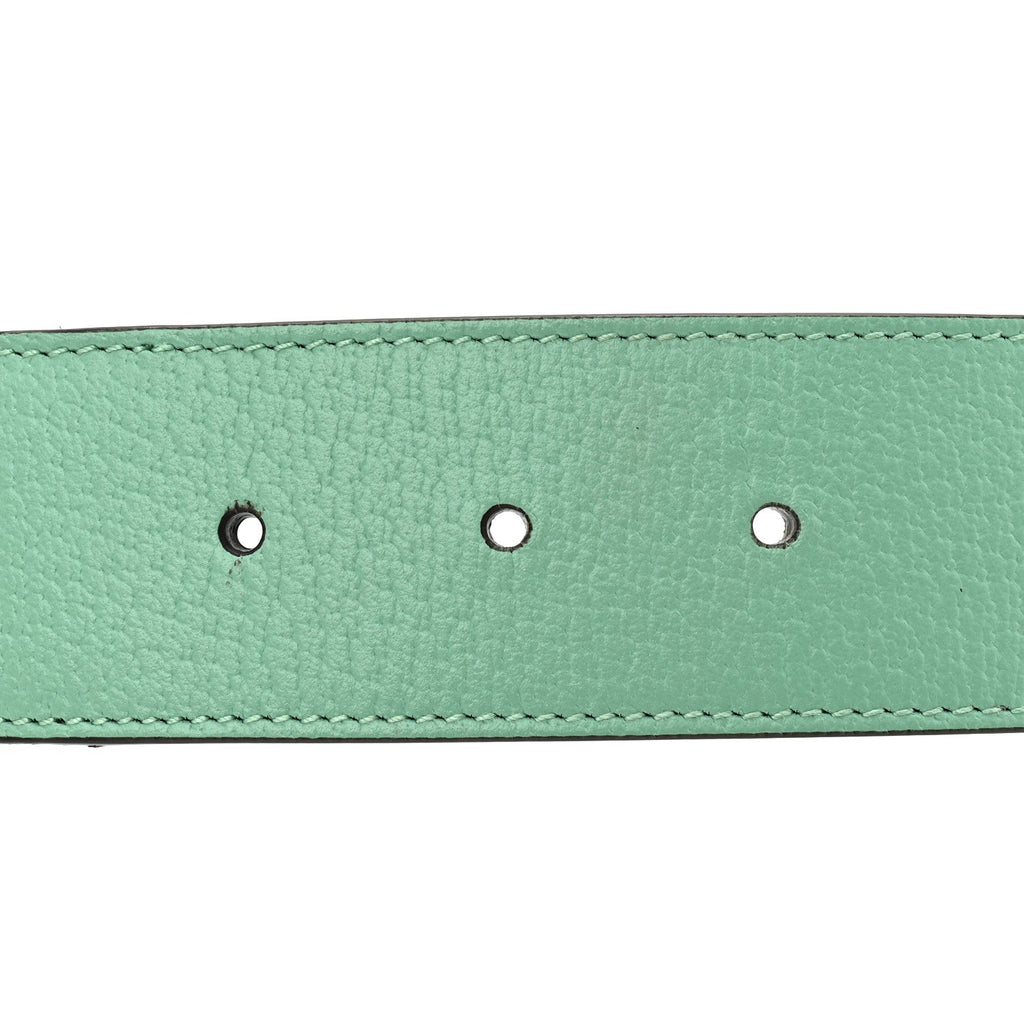 Gucci Monogram Jumbo GG Textured Dollar Calfskin Double G 75 30 Belt Mint Green