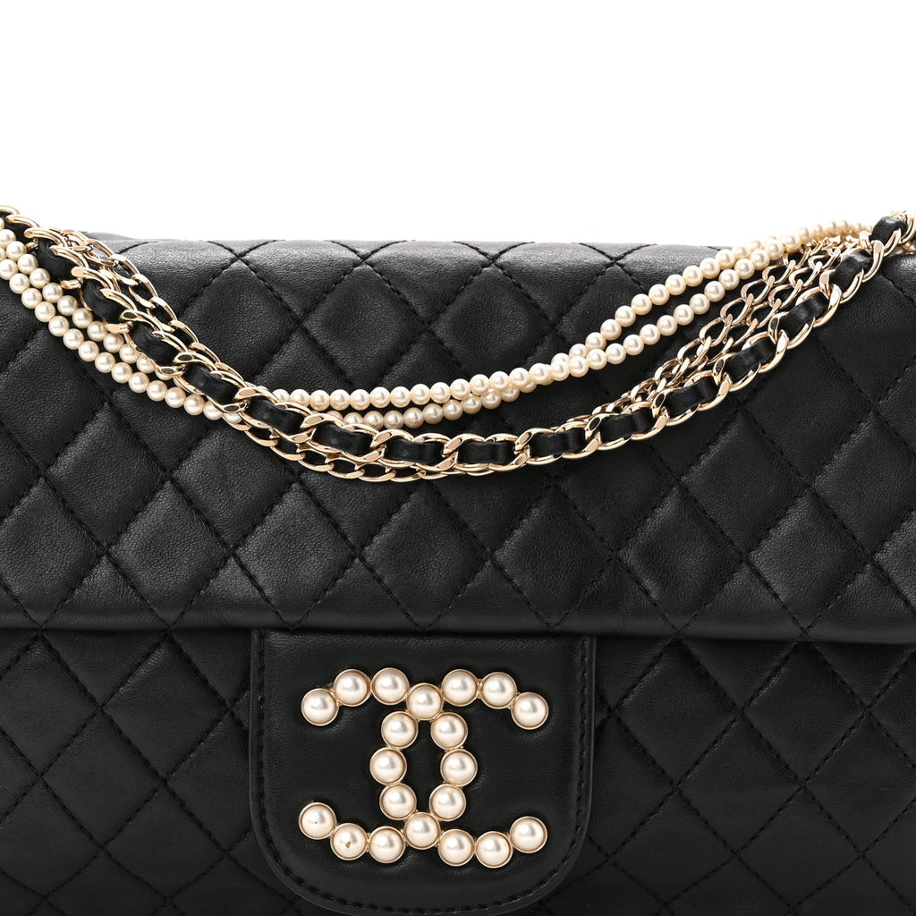 Chanel Lambskin Medium Westminster Pearl Flap Black