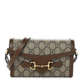 Gucci GG Supreme Monogram Mini Horsebit 1955 Shoulder Bag Beige Brown Sugar