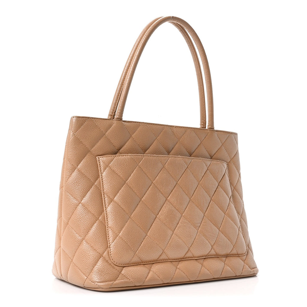Chanel Caviar Quilted Medallion Tote Beige