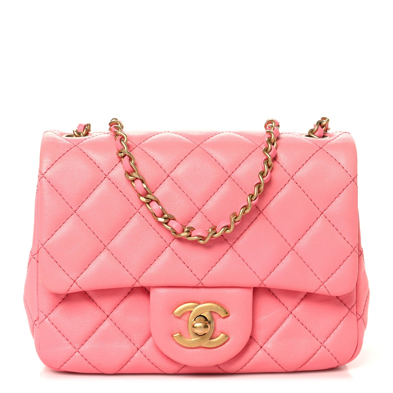 Chanel Lambskin Quilted Mini Pearl Crush Flap Pink