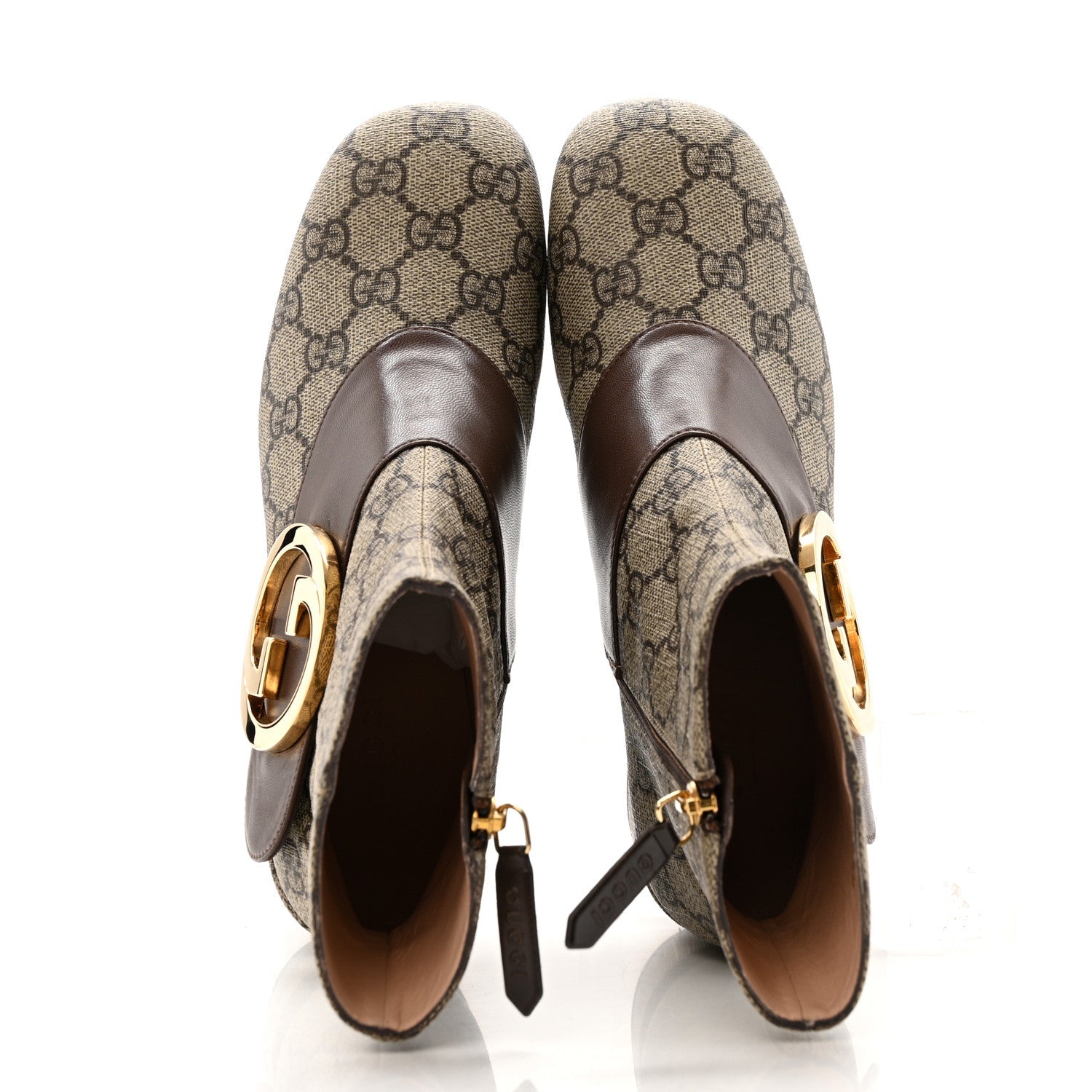 Gucci GG Supreme Monogram Malaga Kid Blondie 55mm Ankle Boots 35 Beige Ebony New Acero