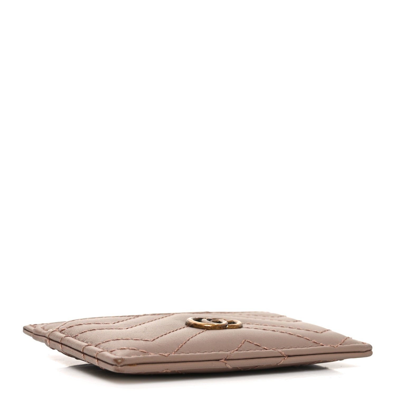 Gucci Calfskin Matelasse GG Marmont Card Holder Porcelain Rose