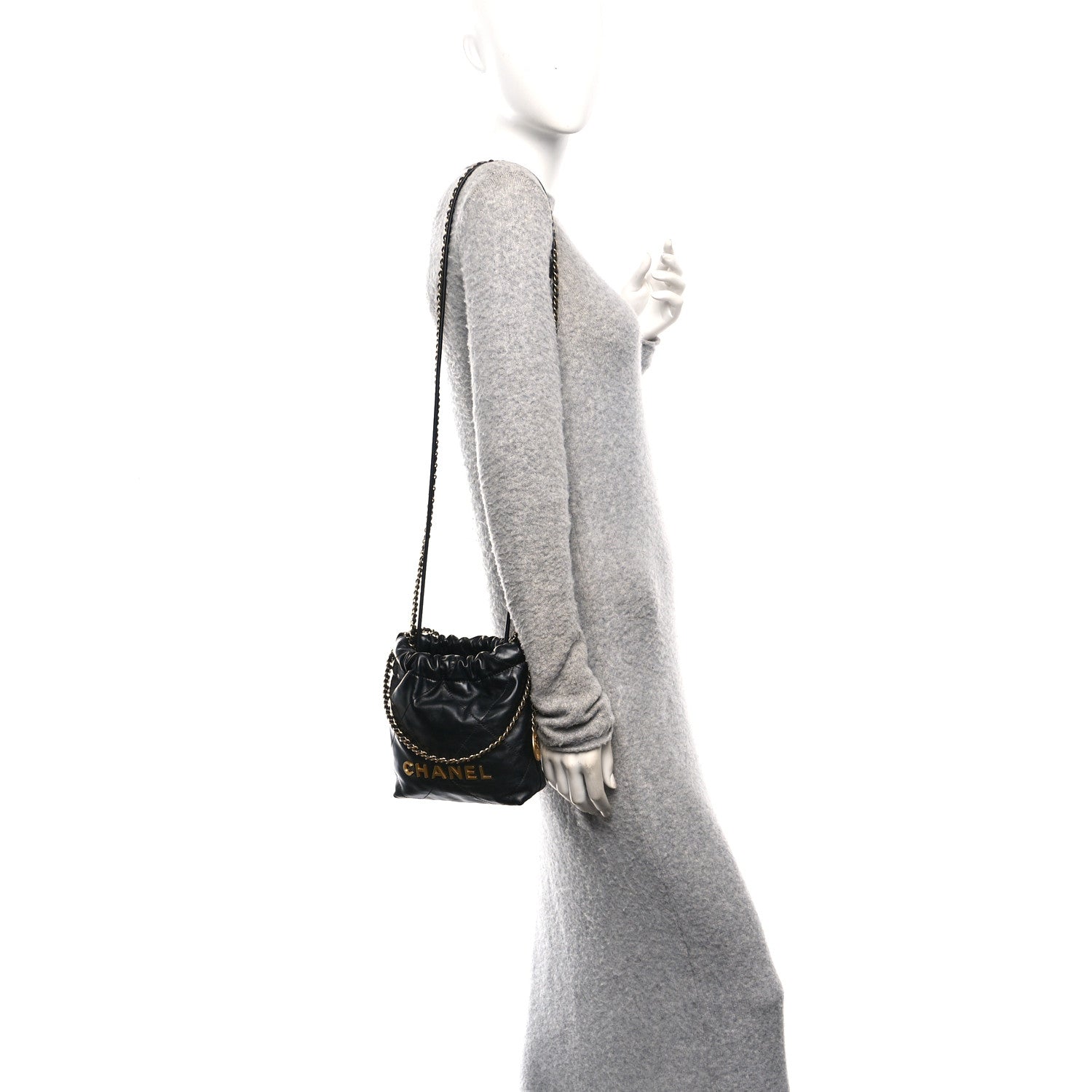 Chanel Shiny Calfskin Quilted Mini Chanel 22 Black