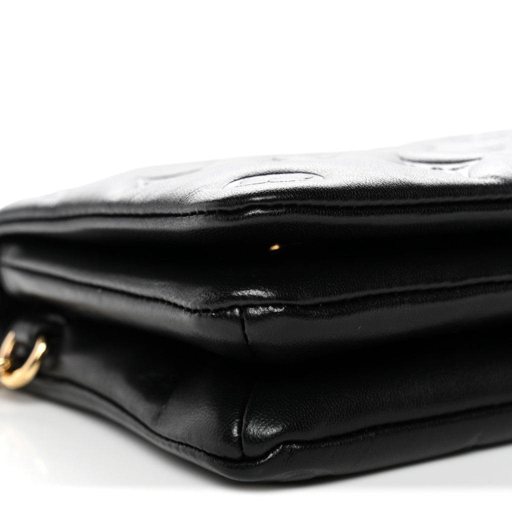 Louis Vuitton Lambskin Embossed Monogram Pochette Coussin Black