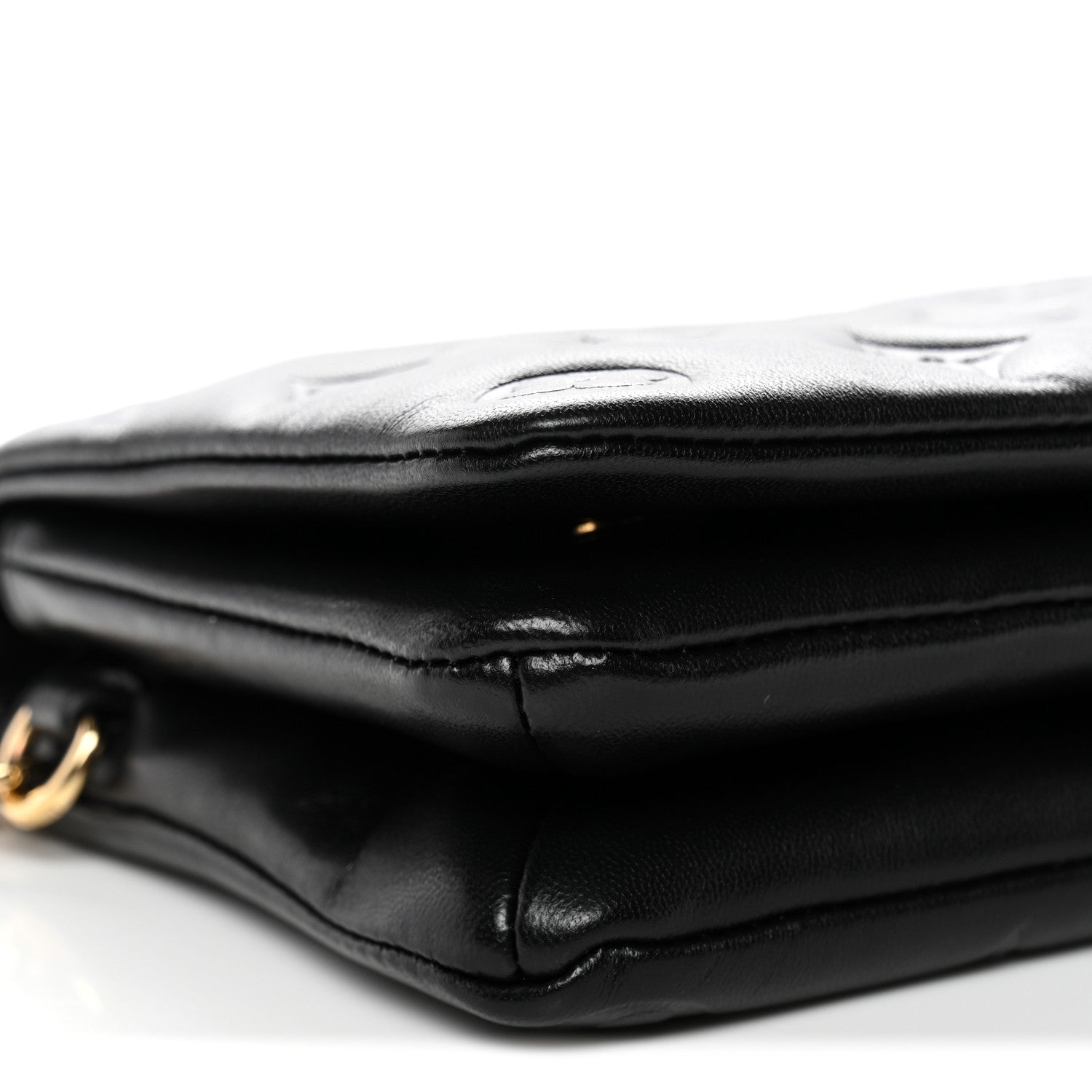 Louis Vuitton Lambskin Embossed Monogram Pochette Coussin Black