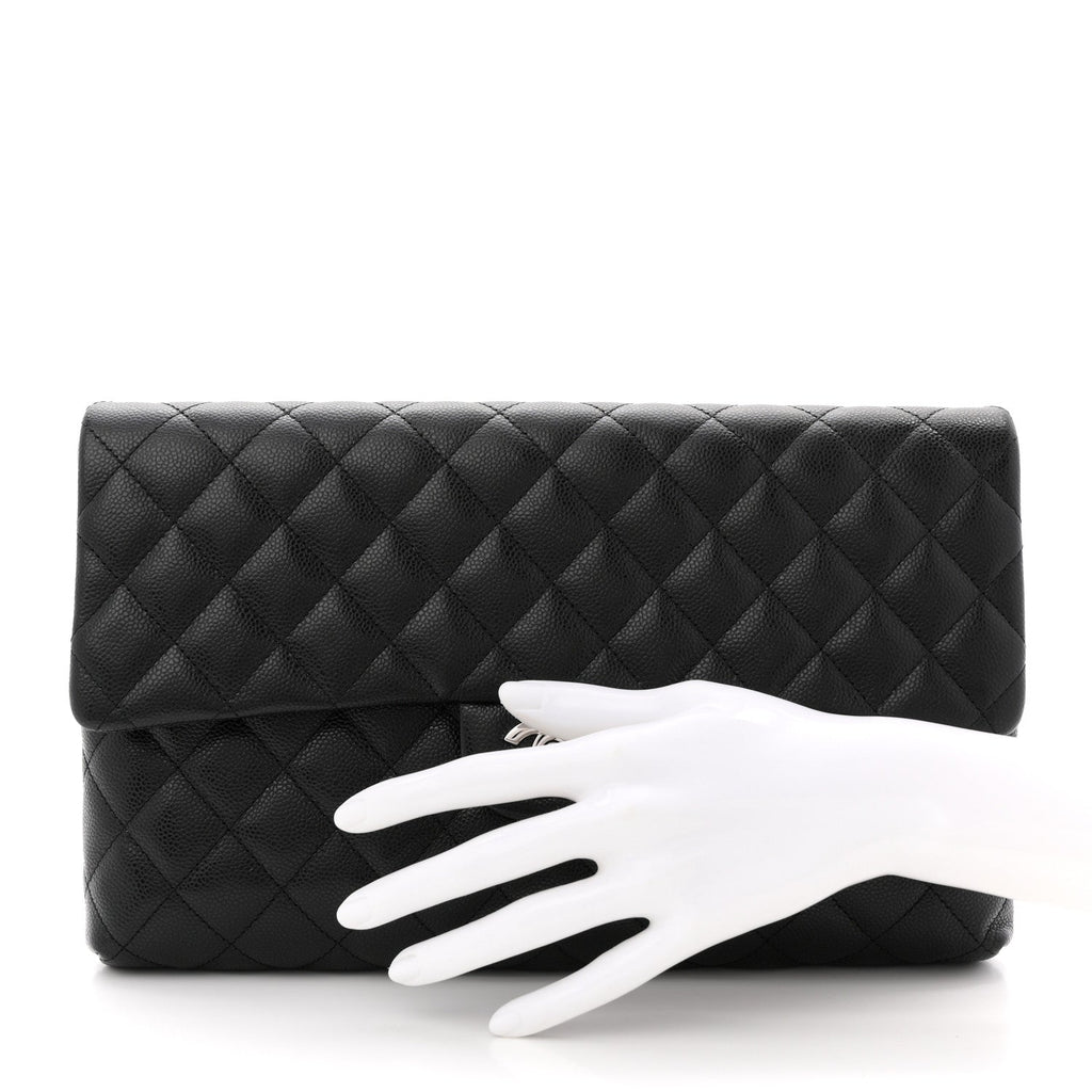 Chanel Caviar Quilted Flap Clutch Black