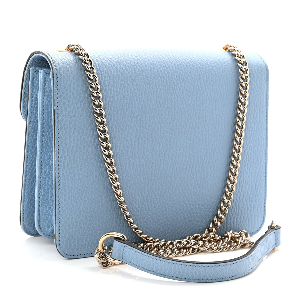 Gucci Dollar Calfskin Small Interlocking G Shoulder Bag Mineral Blue