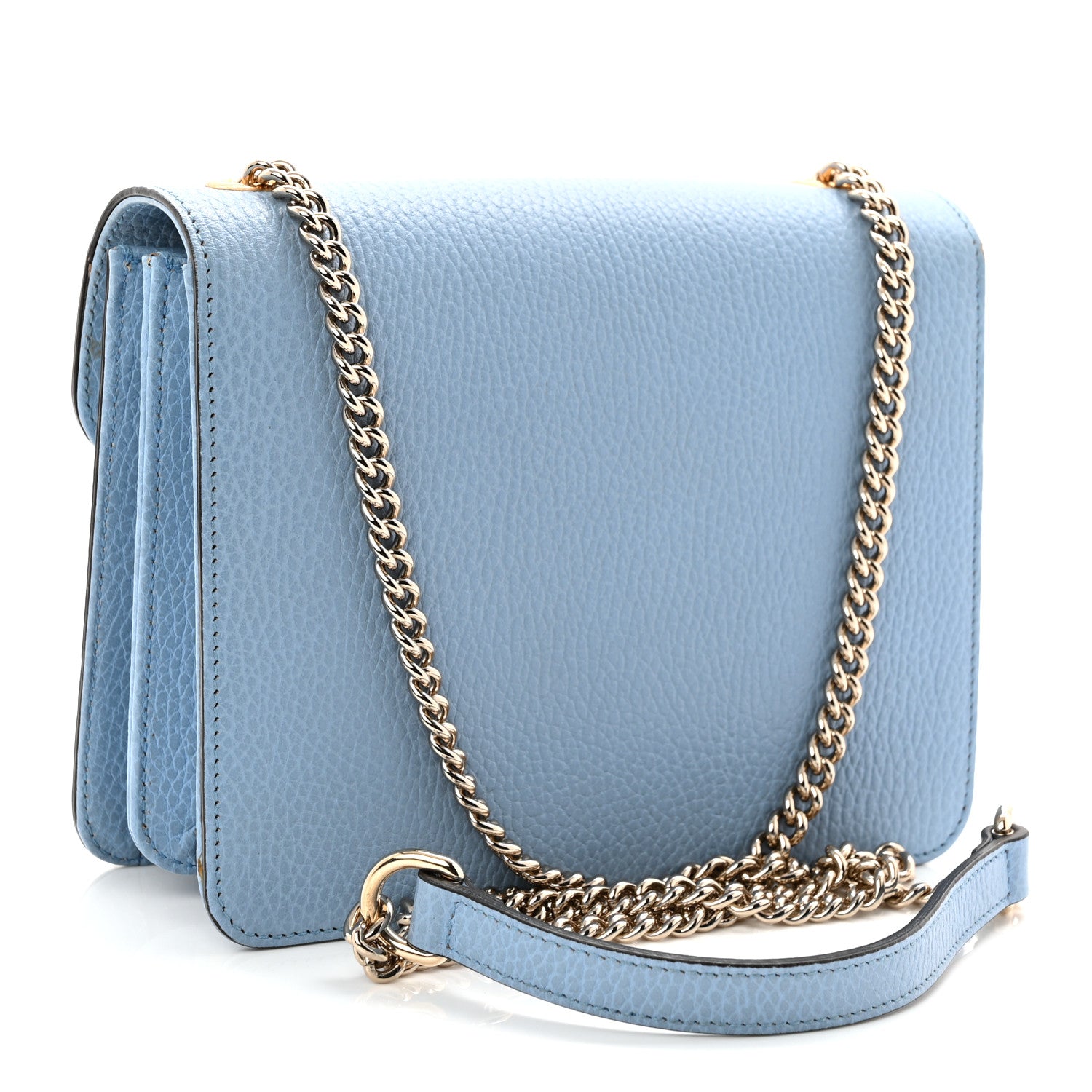Gucci Dollar Calfskin Small Interlocking G Shoulder Bag Mineral Blue