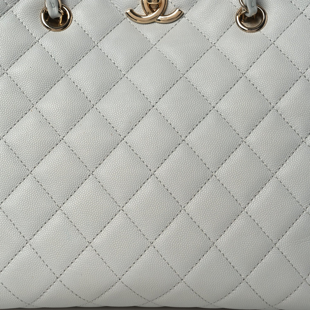 Chanel Caviar Quilted Shopping Tote Light Green